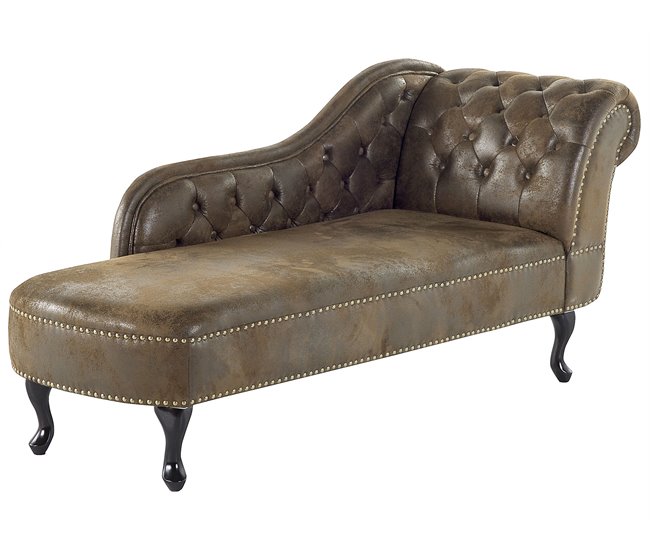 Beliani Chaise longue derecho Gamuza sintética NIMES Gris Oscuro