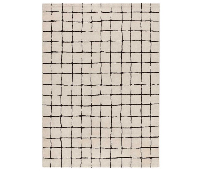 Alfombra abstracta en blanco y negro RETRO - ATTICGO 160x230 Blanco