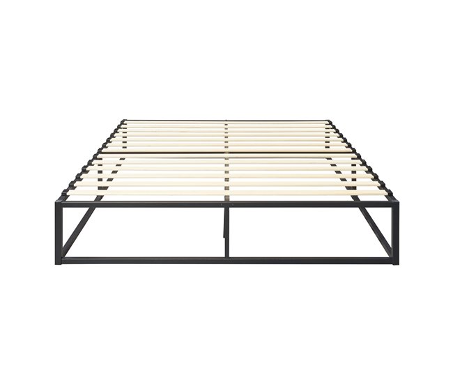 [en.casa] Cama de metal Kreta con Somier Base resistente 203x163 Negro
