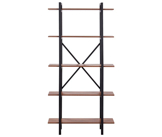 Estantería de 5 baldas LED de madera DARBY Marron