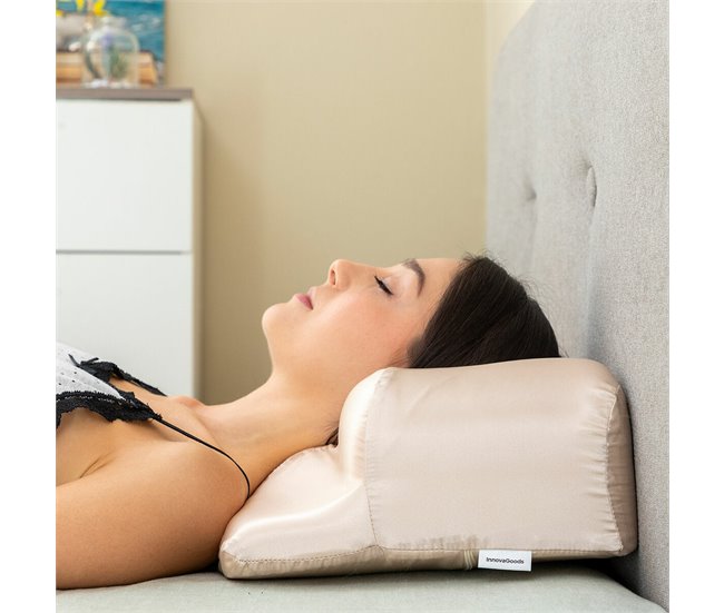 Almohada Cervical Antiarrugas con Funda de Satén Beige