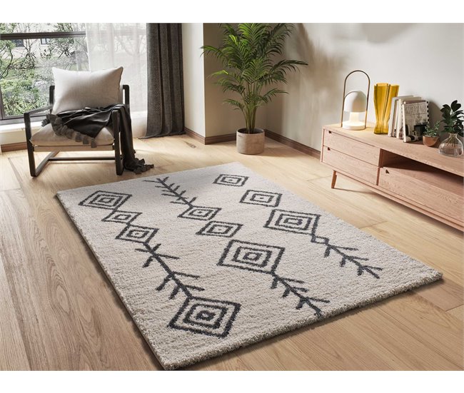 Alfombra de estilo étnico ATLAS - ATTICGO 133x190 Blanco