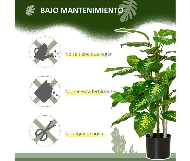 Planta Artificial PEVA, PE, Acero, Cemento HOMCOM Verde