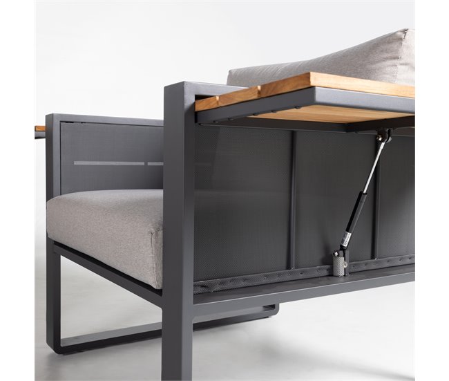 Set de jardín MÓNACO con mesa redonda y 3 sillones Gris