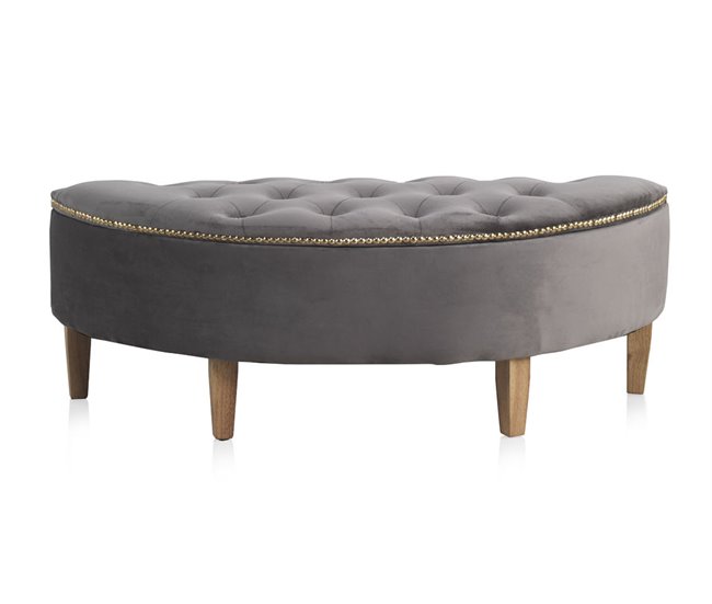 Asiento tapizado en terciopelo patas en madera natural Gris