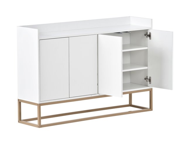 Aparador, 4 puertas, mueble comedor, comedor, sala, cocina 120 Blanco