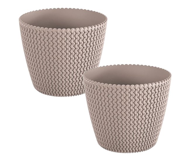 2x Maceta redonda 11,5L Prosperplast Splofy Marron Claro