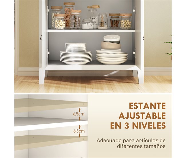 Aparador de Salón Melamina de Madera HOMCOM Blanco