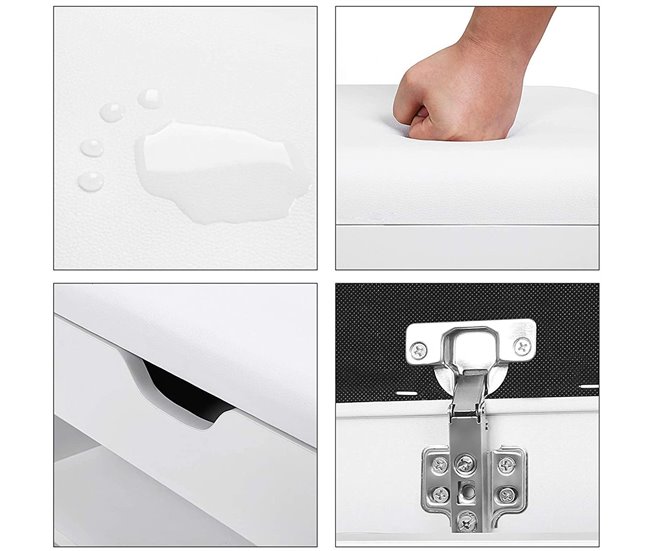 Banco de zapatos con 3 compartimentos y 1 espacio de almacenamiento con asiento cómodo - H44 cm Blanco