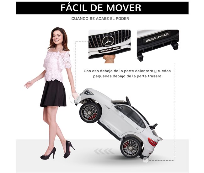 Coche Eléctrico PP, Acero HOMCOM Blanco