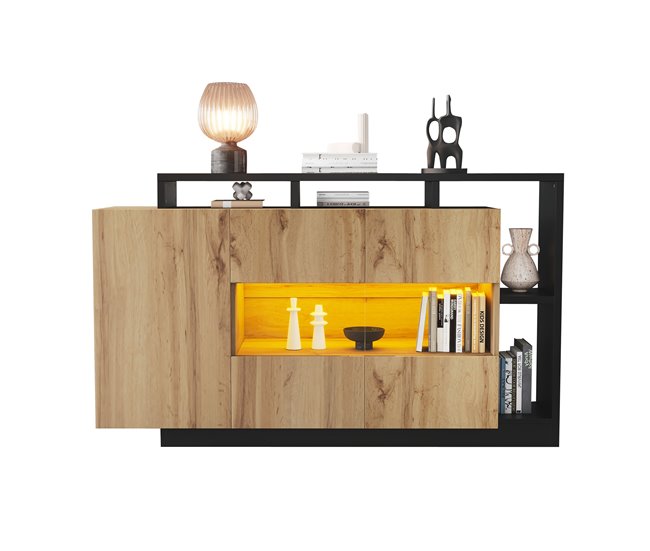 Aparador de mdf con 3 puertas Negro/ Madera