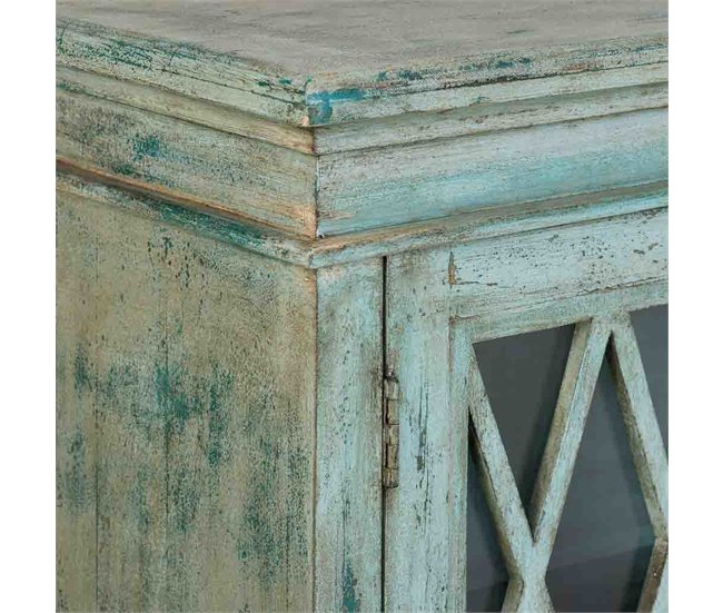 Aparador de madera y cristal con 2 puertas Azul