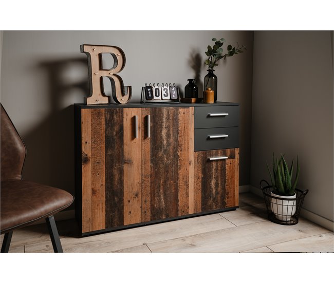 Aparador 3 puertas 2 cajones vintage BETTY Madera