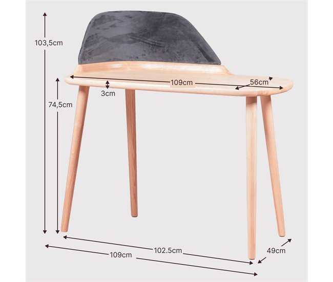 Escritorio de diseño en madera y terciopelo - Cattelan 109x56 Fresno