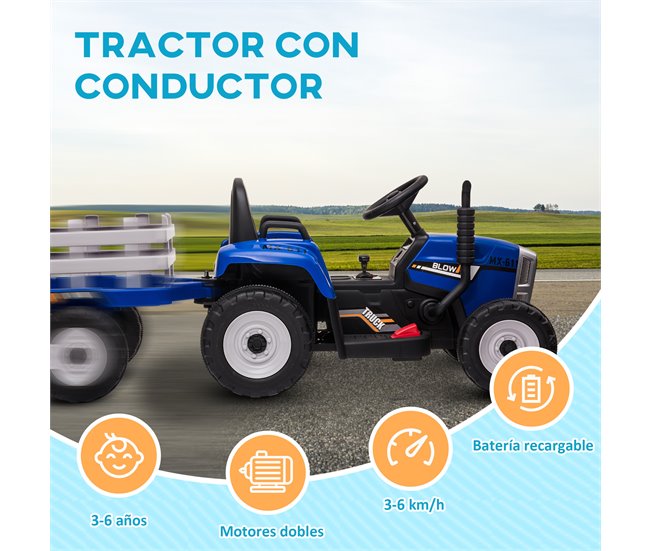 Coche Eléctrico Infantil PP, Metal HOMCOM Azul