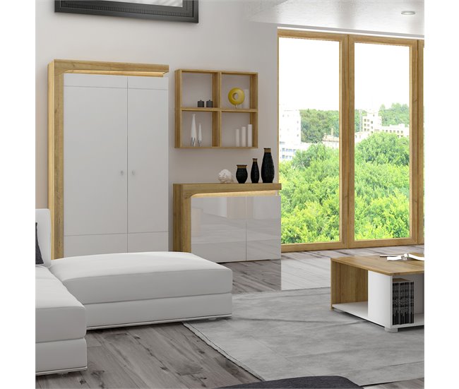 Armario 2 puertas con LED Teo 197 Madera