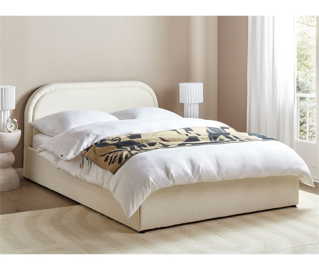 Beliani Cama con almacenaje Bouclé QUILLIEN 152x217 Beige