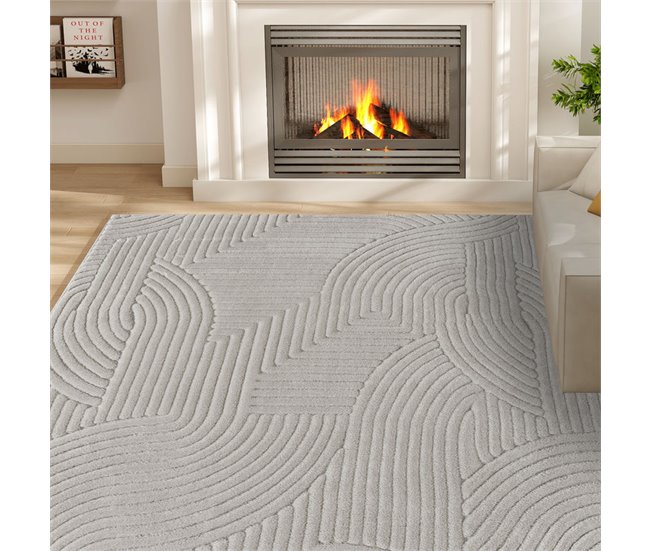 Alfombra para Salón Poliéster HOMCOM, hogar - decoración Gris