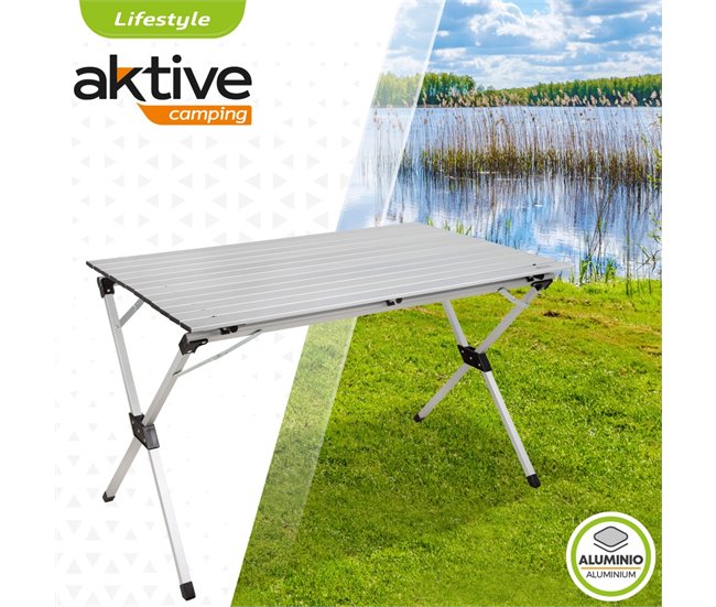 Mesa plegable aluminio para camping Aktive Camping Gris