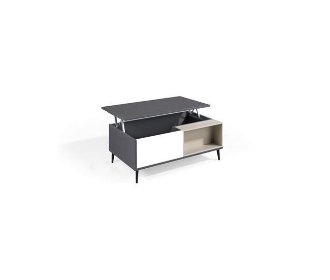 Mesa de centro elevable LEA Patas metálicas Blanco