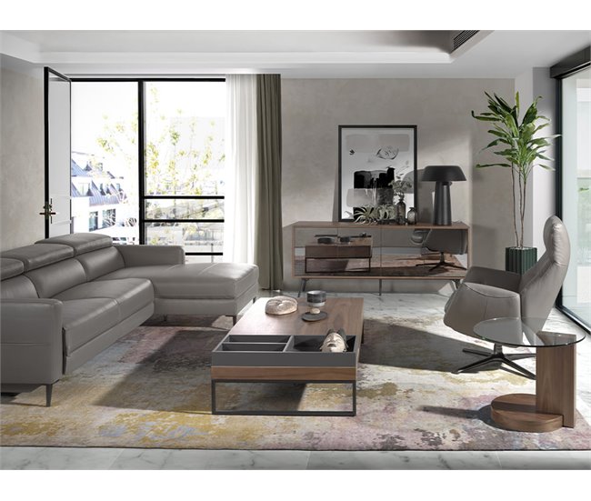 ANGEL CERDA Sillón giratorio reclinable piel gris oscuro Gris