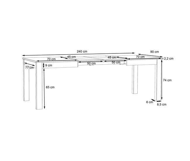 Mesa comedor extensible MONTREAL blanco Blanco Brillo