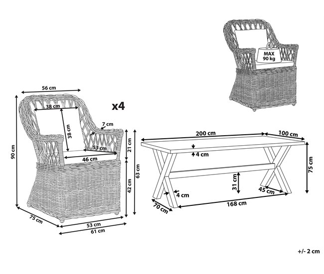 Beliani Conjunto de comedor MAROS/OLBIA Natural