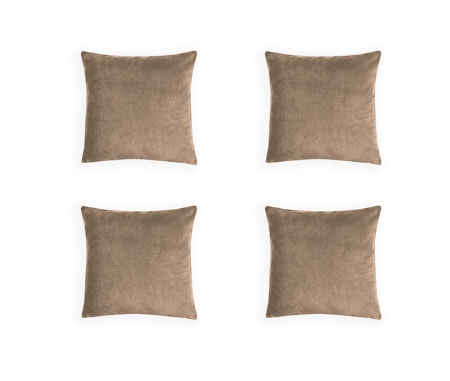 Acomoda Textil – 4 Fundas de Cojín Terciopelo. Camel