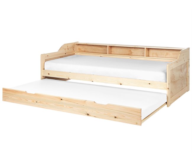Beliani Cama con somier Madera de pino EDERN 105x204 Marron