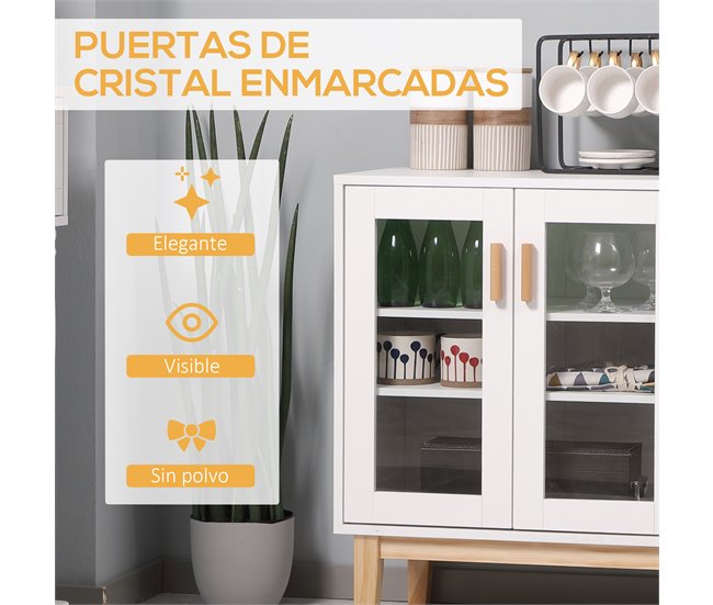 Aparador de Cocina Melamina de Madera, Madera de Pino HOMCOM Multicolor
