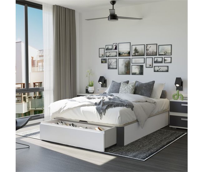 Canapé Luxury Premium 3D 135x190 Blanco/ Gris