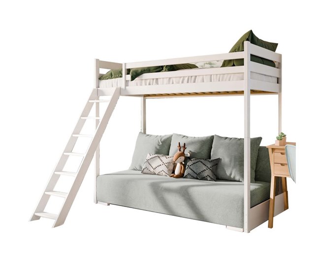 Litera-sofá madera 208x194 Blanco