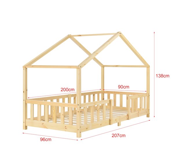 Cama infantil forma de casita con 03_0005466 Pino