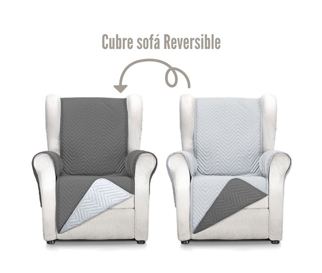 Funda cubre sofá Reversible 1 plaza Mont Antracita
