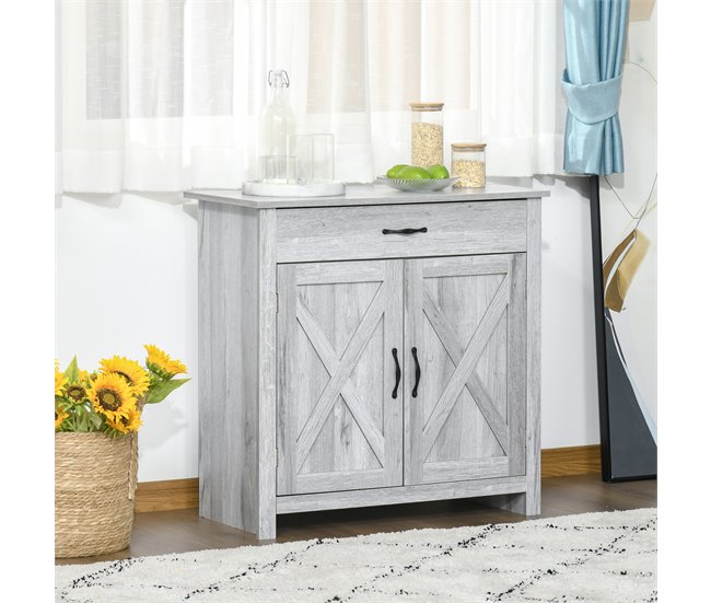 Aparador de Cocina MDF y Melamina de Madera HOMCOM 80 Gris