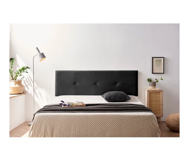 CABECERO TAPIZADO NAPOLI POLIPIEL  - Moonia 115 Negro
