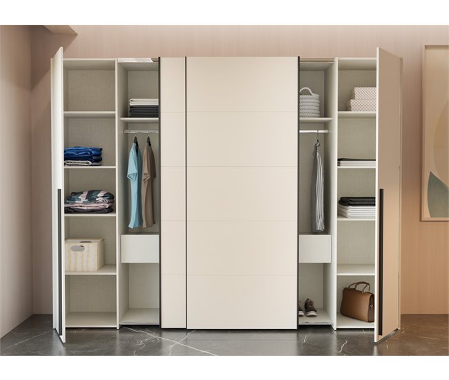Armario SAND 210x270cm 2 puertas batientes y 2 puertas correderas Beige