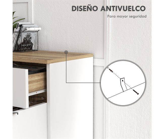 Aparador de Salón Melamina de Madera, Madera de Pino HOMCOM Blanco