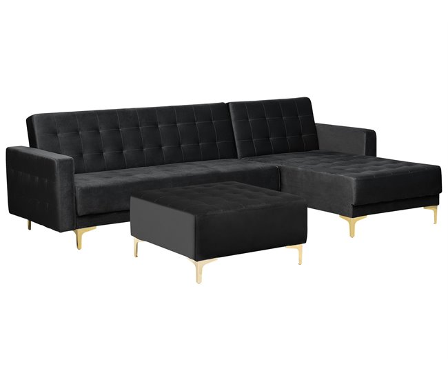 Beliani Sofá cama Terciopelo ABERDEEN Negro