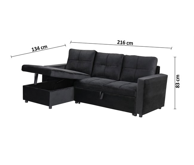 Sofá Cama Con Arcón y Chaise Longue Gris Claro