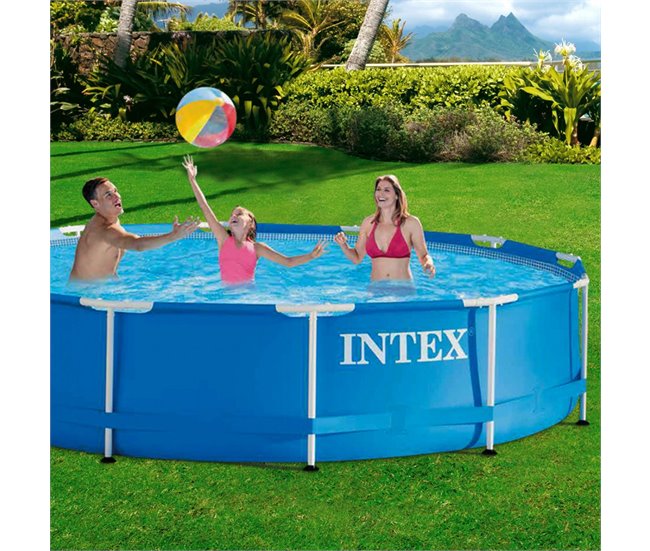 Piscina elevada intex metal frame 366x76 cm - 6.503 litros Azul