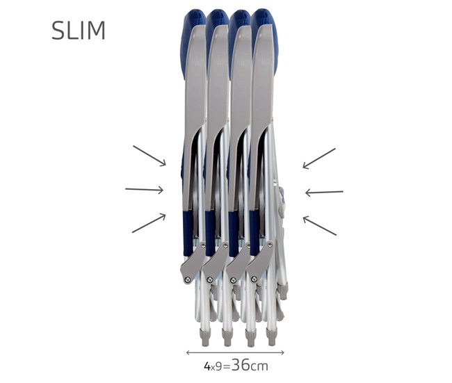 Aktive Pack 2 sillas playa multiposición plegado Slim c/mesa Azul