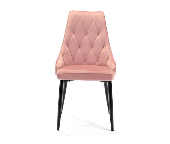 4x Silla tapizada capitoné de terciopelo SJ.054 Rosa