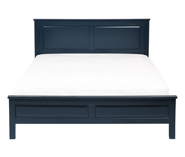 Beliani Cama con somier Madera de pino OLIVET 148x208 Azul