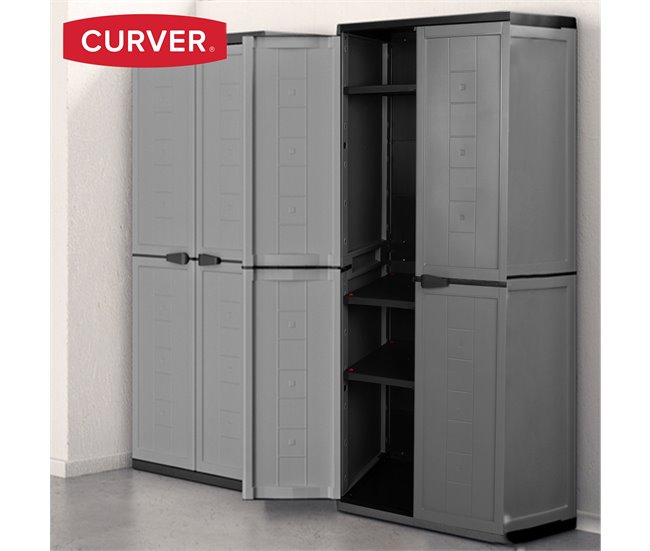 Curver Armario alto resina 3 estantes Gris
