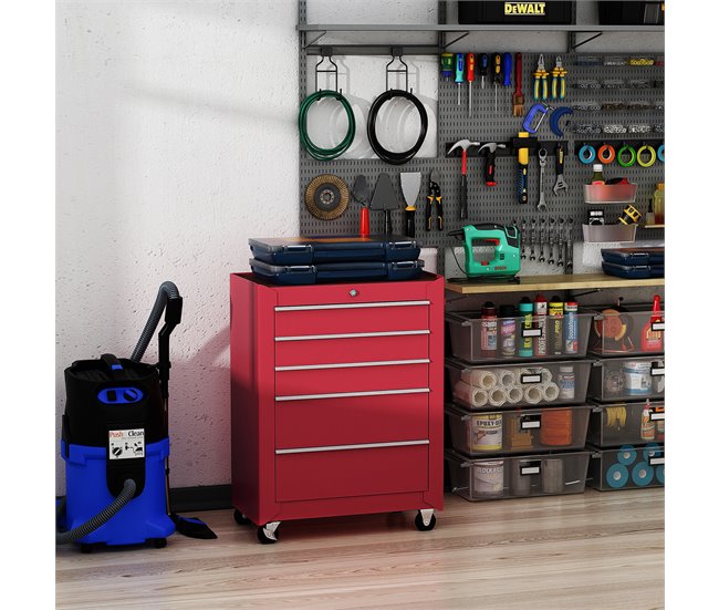 Carro de Herramientas Lámina de Acero HOMCOM 61 Rojo