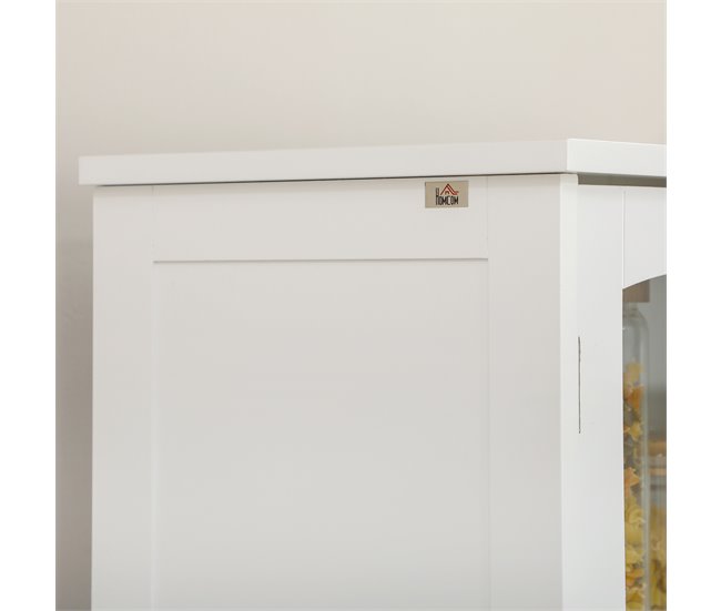 Alacena de Cocina MDF, Melamina de Madera, Vidrio HOMCOM Blanco