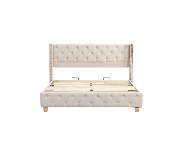 Cama de matrimonio de lino 149x195 Beige