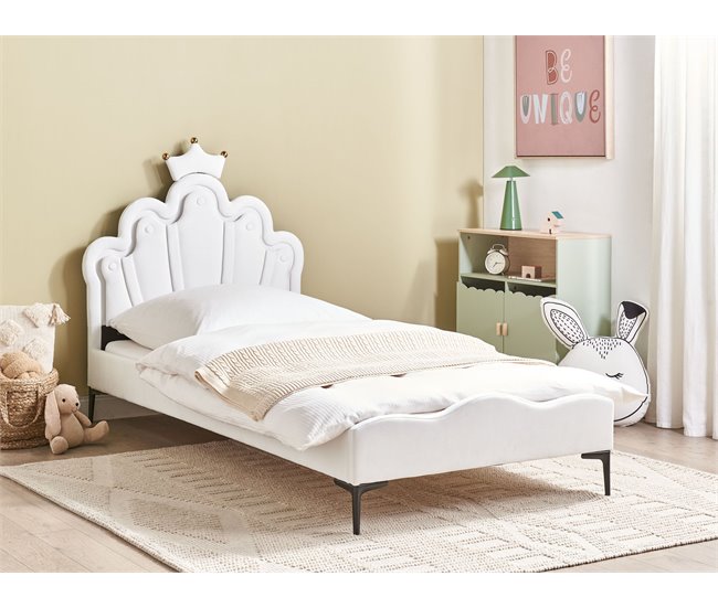 Beliani Cama Terciopelo RUBIAN 103x209 Blanco