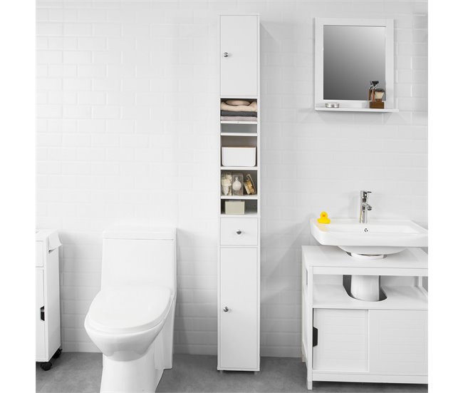 Mueble Columna de baño BZR34-W SoBuy Blanco